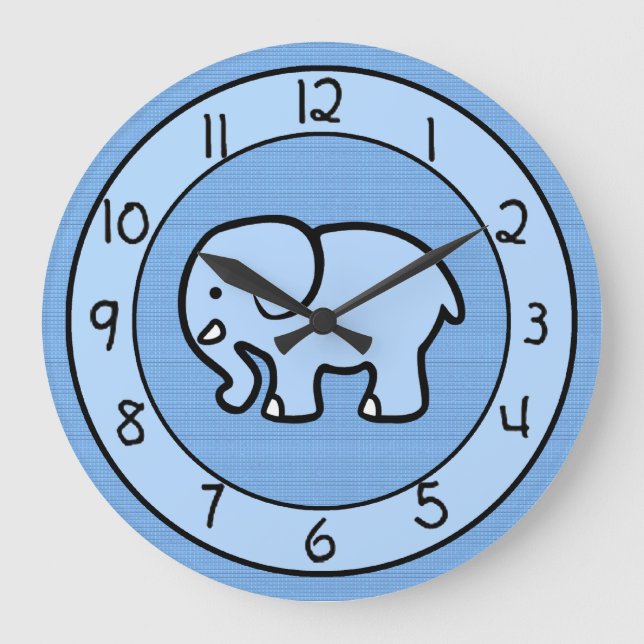 Blue Elephant Clock for Boys Bedroom (Front)