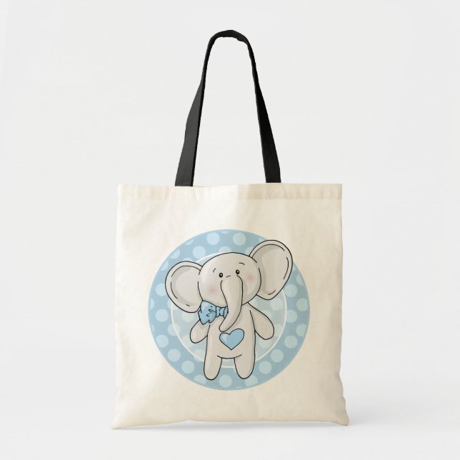 Blue Elephant - Cute Baby Toddler Child Tote Bag (Front)