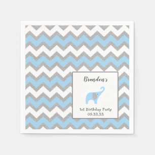 Blue Elephant first birthday party deco Napkin