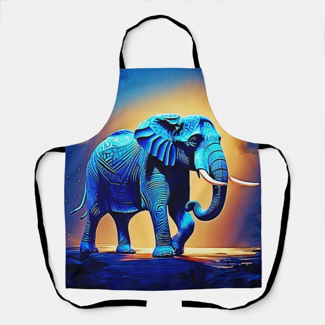 Blue Elephant Glow Design  Apron (Front)