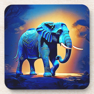 Blue Elephant Glow Design  Coaster