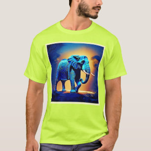 Blue Elephant Glow Design  T-Shirt