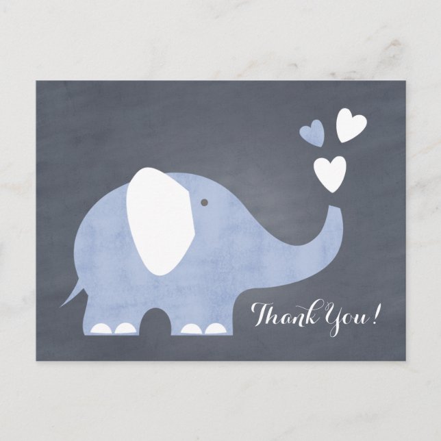 Blue Elephant Heart Postcard (Front)