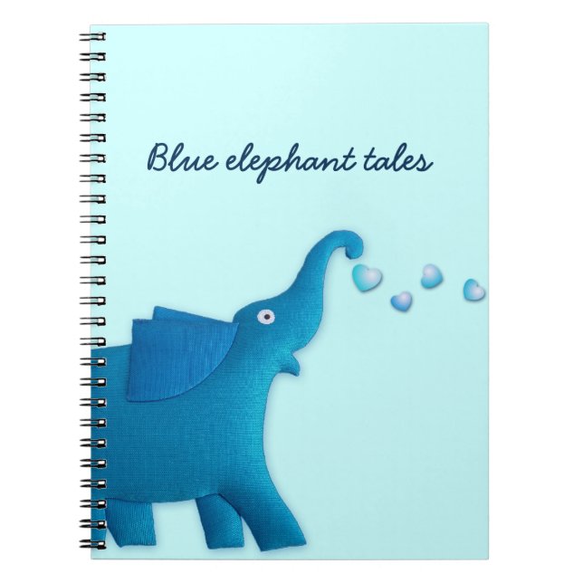 blue elephant heart spiral notebook (Front)