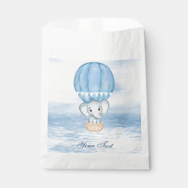  Blue Elephant Hot Air Balloon Favour Bag (Front)