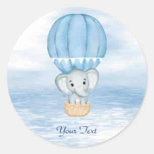 Blue Elephant Hot Air Balloon Sticker