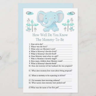 Blue elephant How well do you know baby shower