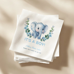 Blue Elephant It’s a Boy Baby Shower Napkins – Wat