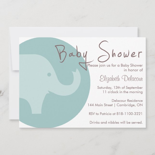 Blue Elephant It's a Boy Baby Shower Invitation (Front)