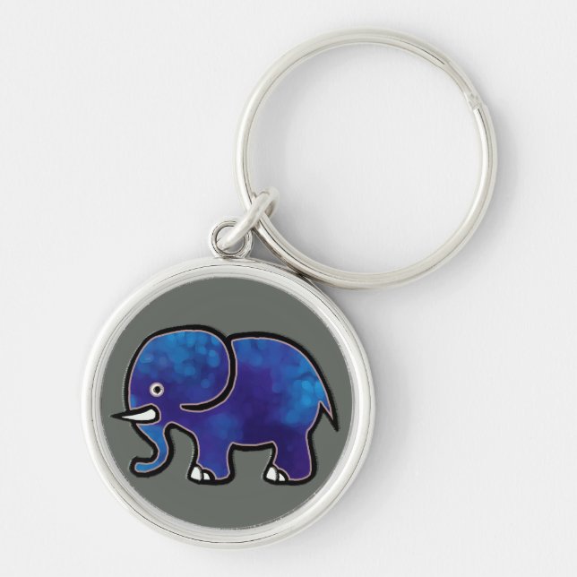 blue elephant key ring (Front)