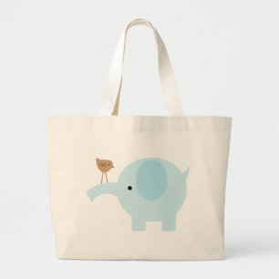 Blue Elephant Large Tote Bag