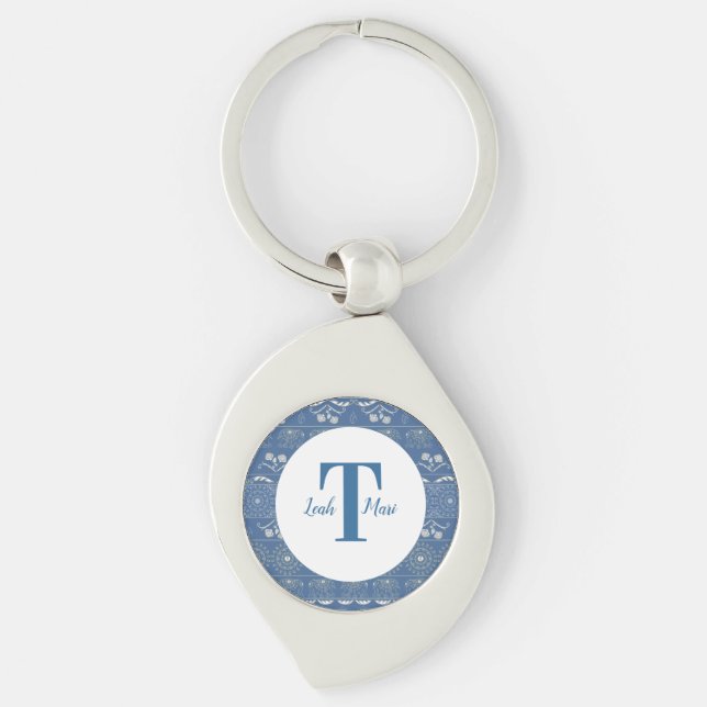 Blue Elephant Mandala Keychain (Front)