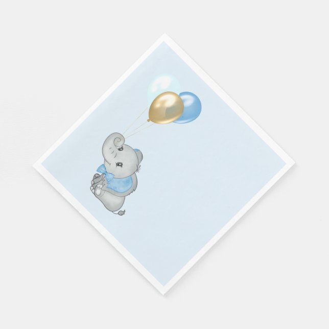 Blue Elephant Napkin Baby shower (Corner)