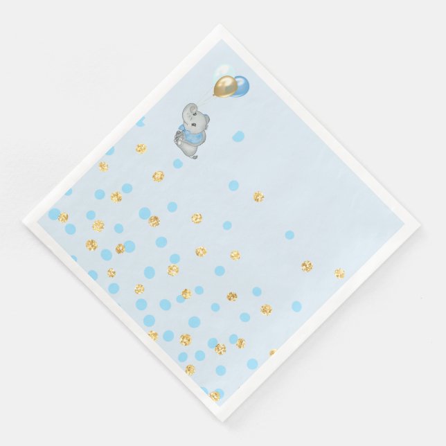 Blue Elephant Napkin Baby Shower (Corner)
