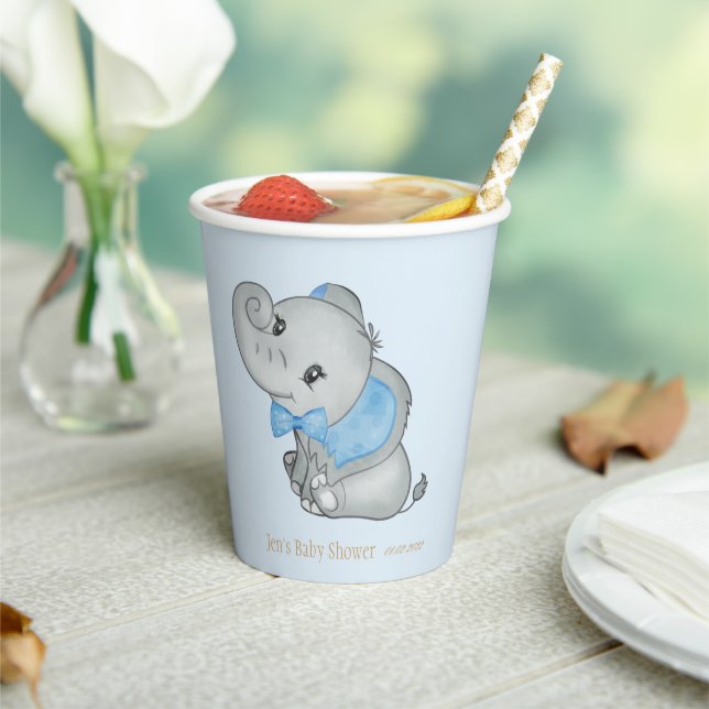 Blue Elephant Paper Cup Baby Shower (Insitu)