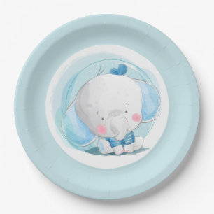 Blue Elephant Paper Plate