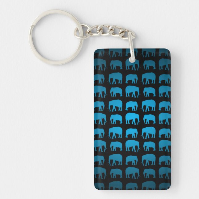 Blue Elephant Pattern Key Ring (Front)