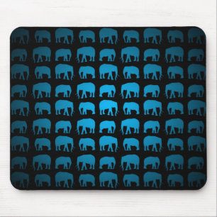 Blue Elephant Pattern Mouse Pad