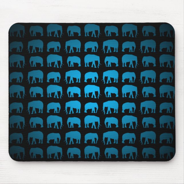 Blue Elephant Pattern Mouse Pad (Front)