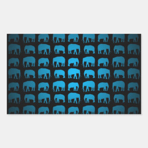 Blue Elephant Pattern Rectangular Sticker