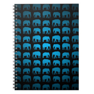 Blue Elephant Pattern Spiral Notebook