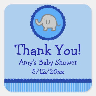 Blue Elephant Personalised Baby Shower Favour Tags