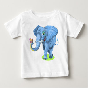 Blue Elephant Playing With Butterfly Baby T-Shirt
