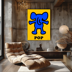 Blue Elephant Pop Art – Bold Animal Silhouette Poster