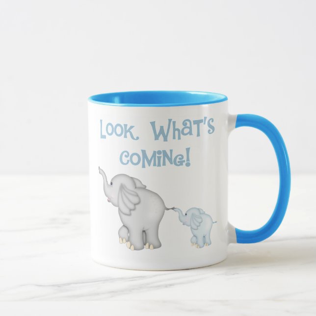 Blue Elephant Pregnancy Mug (Right)