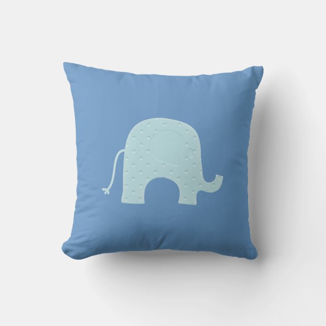 Blue Elephant Reversible Throw Pillow (Front)