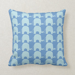 Blue Elephant Reversible Throw Pillow