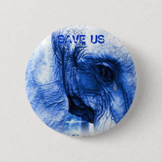 blue elephant - SAVE US 6 Cm Round Badge