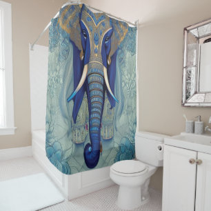 Blue Elephant Shower Curtain