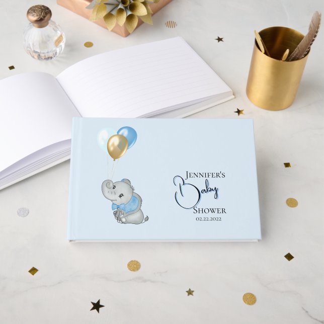 Blue Elephant Sign in Guest Book (Front Open)