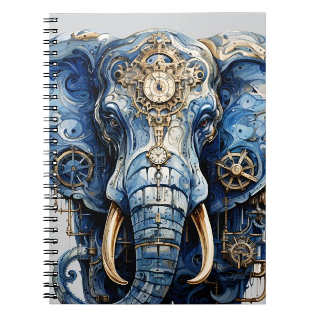 Blue Elephant Spiral Photo Notebook (Front)