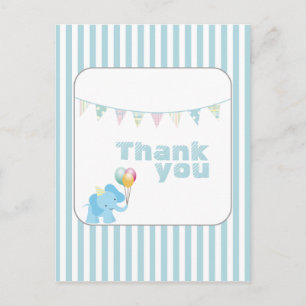 Blue elephant stripes thank you postcard