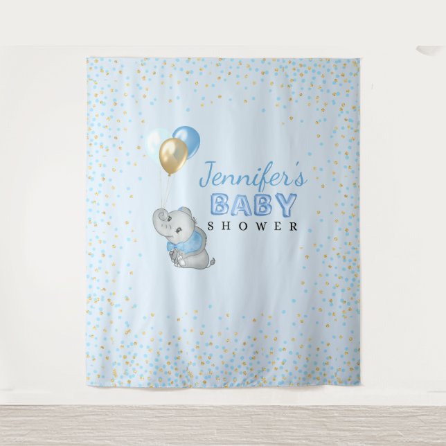 Blue Elephant Tapestry Baby Shower (Front)