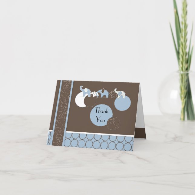 Blue Elephant Thank You Card (Front)