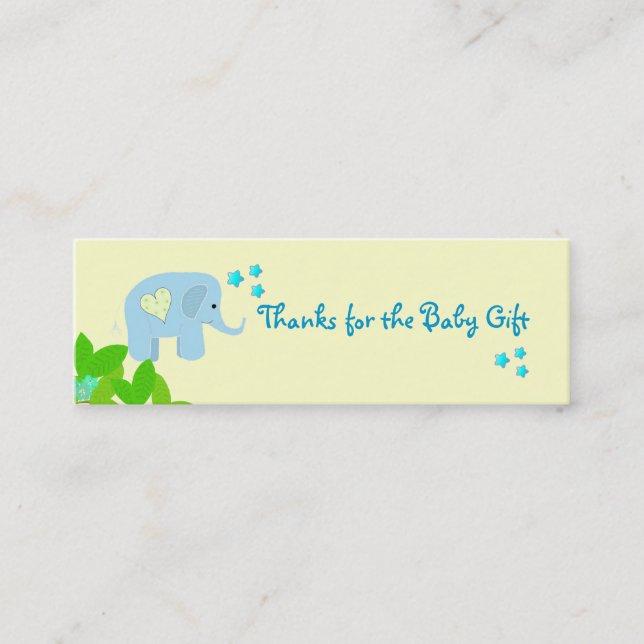 Blue Elephant Thank You Mini Business Card (Front)