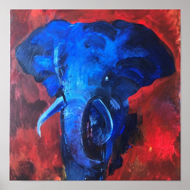 blue elephant, the image of Ganesha, bringing happ Poster (Front)