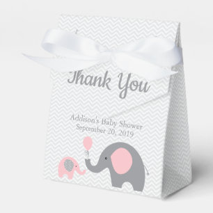 Blue Elephant Themed Baby Shower Favour Box Ribbon