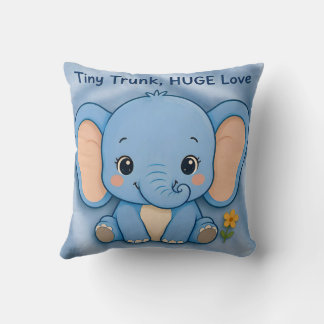 ~ BLUE ELEPHANT ~ Tiny trunk huge love ~ Cushion