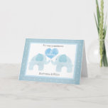 Blue Elephant Twins 1st Birthday  Card<br><div class="desc">A sweet blue elephant 1st birthday twins card. It features two blue watercolor elephants on the front of the greeting card with a blue watercolor heart that says "1st Birthday". You will be able to easily personalise the front with the children's names. The inside card message and the back of...</div>