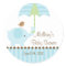 Blue Elephant Umbrella Baby Shower Sticker