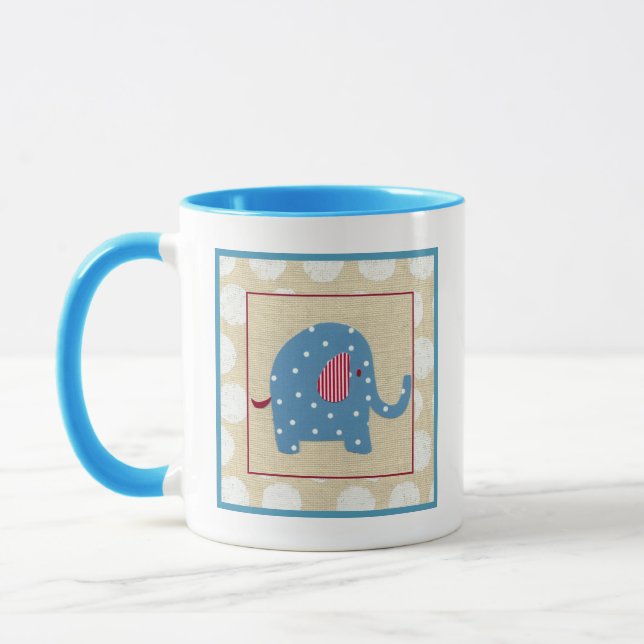 Blue Elephant with White Polka Dots Mug (Left)