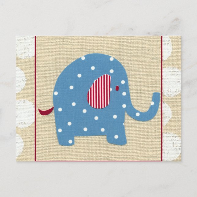 Blue Elephant with White Polka Dots Postcard (Front)