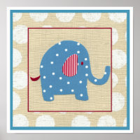 Blue Elephant with White Polka Dots