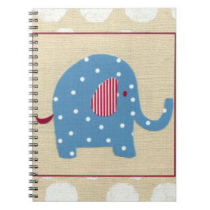 Blue Elephant with White Polka Dots Spiral Notebook