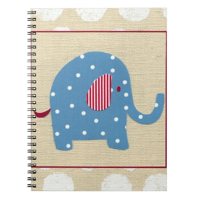 Blue Elephant with White Polka Dots Spiral Notebook (Front)