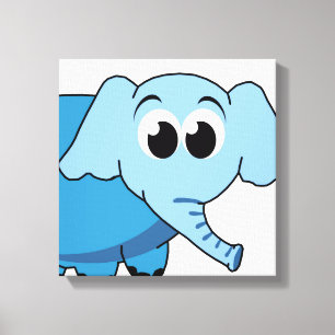 Blue Elephant Wrapped Canvas